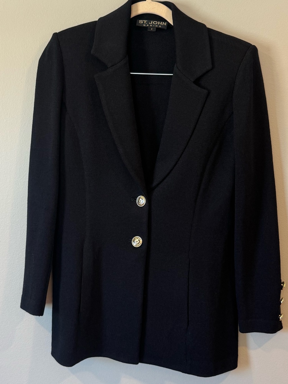 St. John Basics Women’s Black Santana Knit Blazer Jacket Size 4